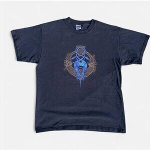 Vintage Y2K/90s Navy Scotland Dragon Celtic Graphic Print Cotton T-Shirt Large